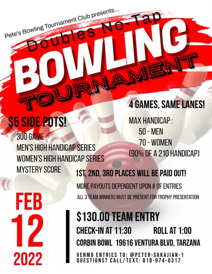 Doubles No Tap Bowling Tournament Southern TNBA & USBC Bowling