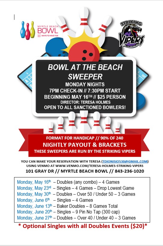 Bowl at the Beach Sweeper Bowling Tournament Southern TNBA & USBC