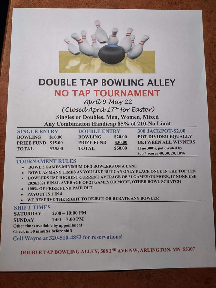 Double Tap Bowling Alley NoTap Bowling Tournament Southern TNBA