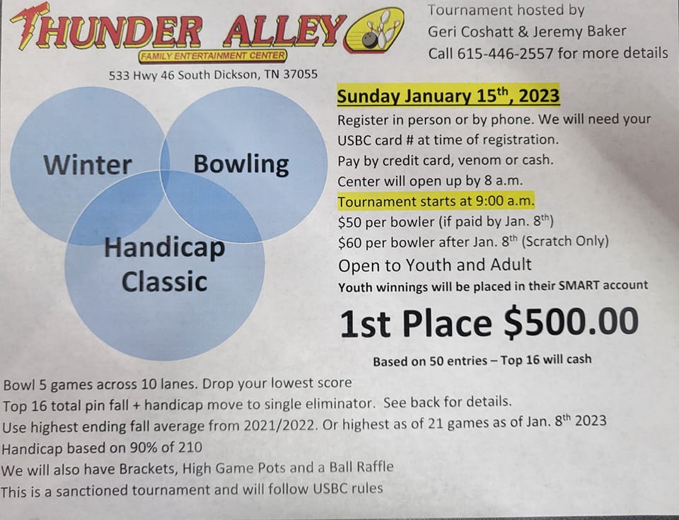 Thunder Alley Winter Bowling Classic Bowling Tournament