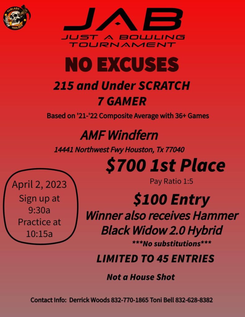 No Excuses 215 and Under Scratch 7 Gamer Bowling Tournament