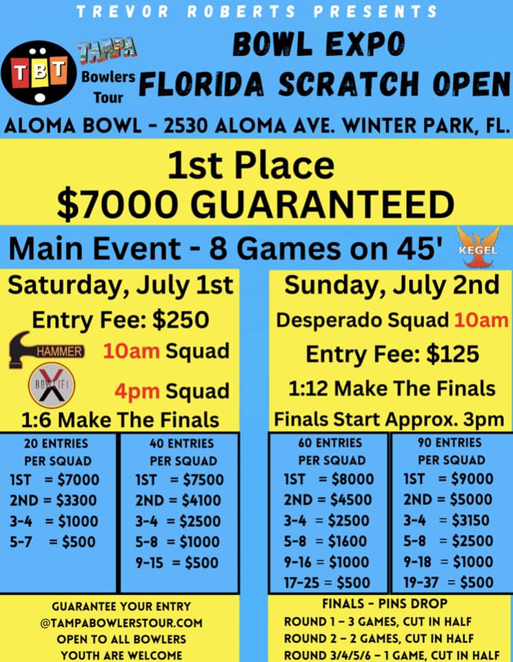 Trevor Roberts Bowl Expo Florida Scratch Open Bowling Tournament