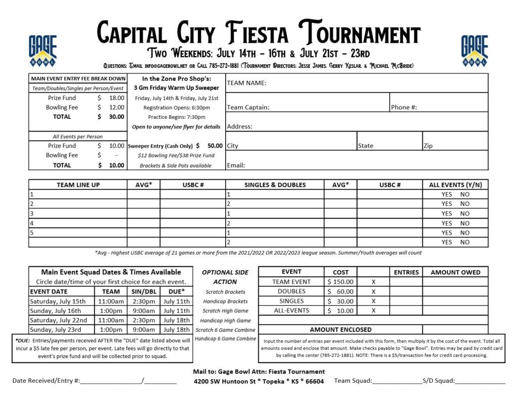 Capital City Fiesta Bowling Tournament