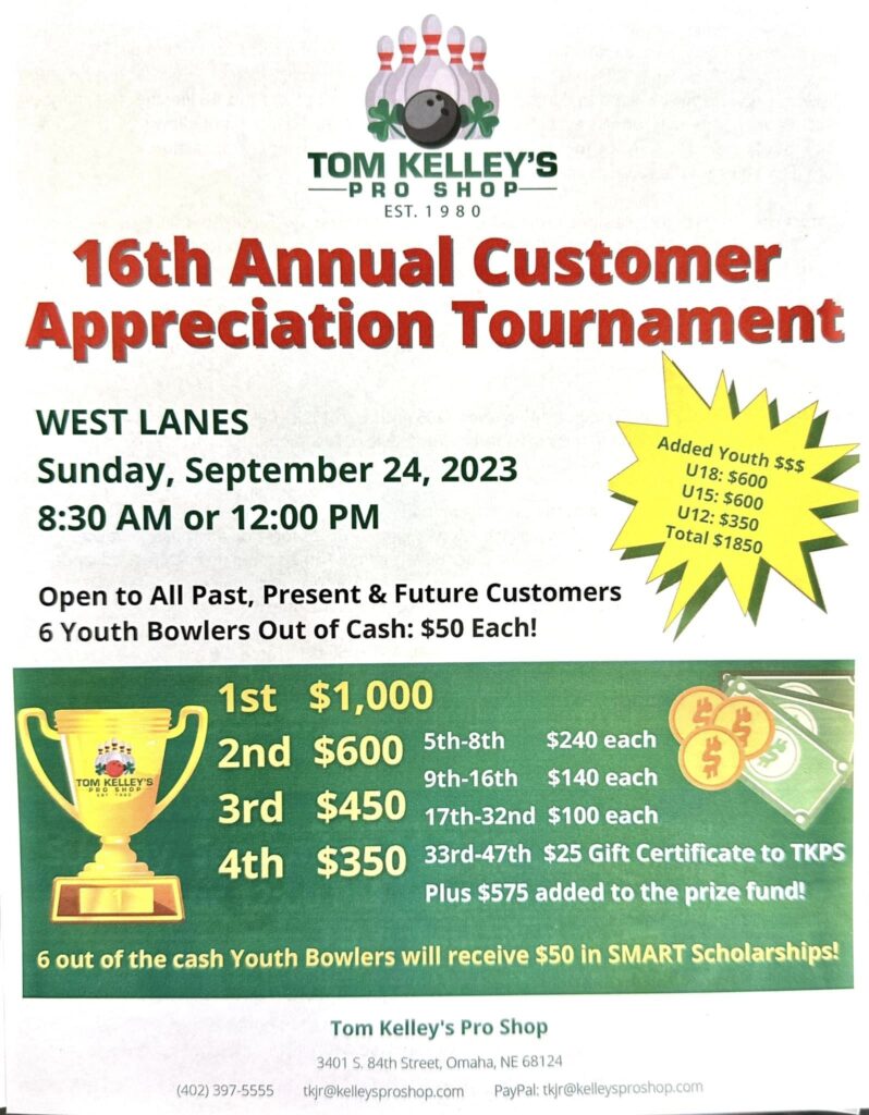 Tom Kellys Pro Shop 16th Annual Customer Appreciation Bowling Tournament