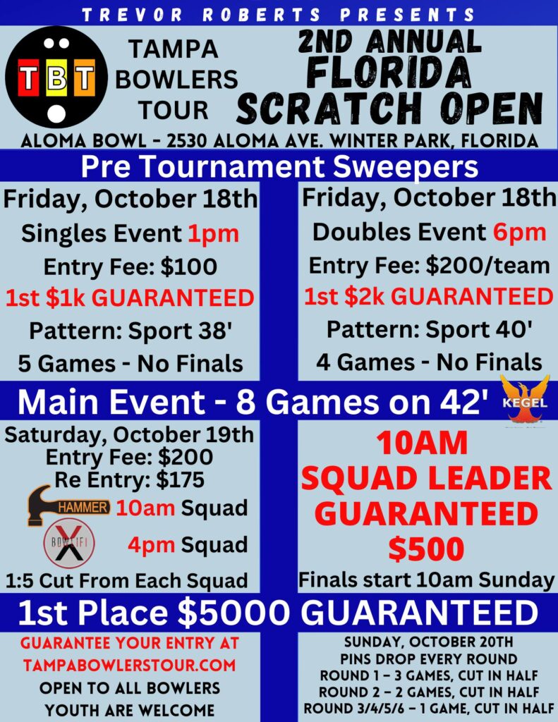 Tampa Bowlers Tour 2nd Annual Florida Scratch Bowling Tournament