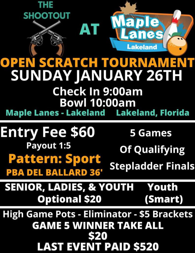 The Shootout at Maple Lanes Open Scratch Bowling Tournament