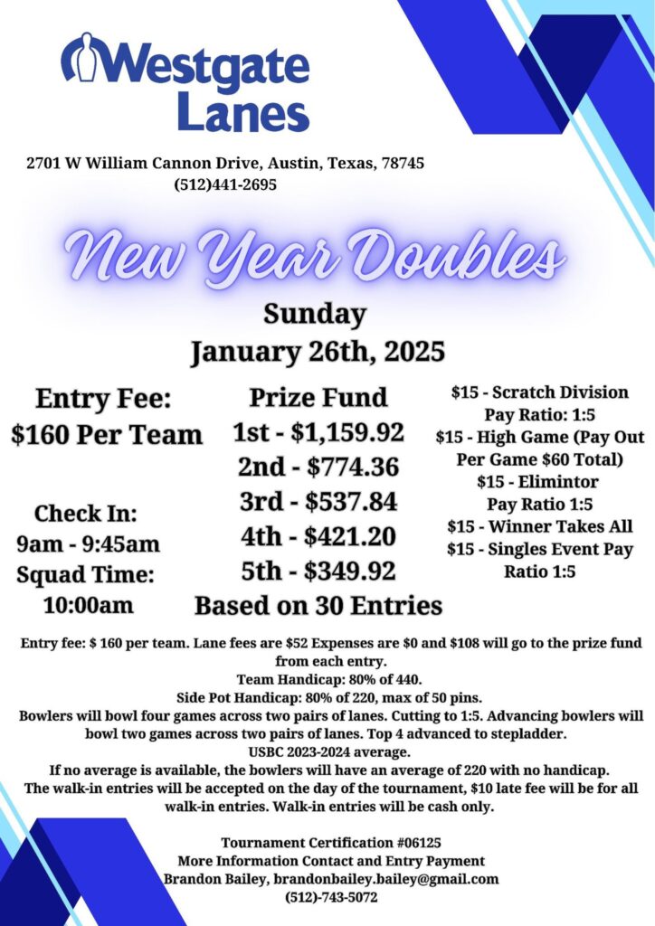 Westgate Lanes New Year's Doubles Bowling Tournament